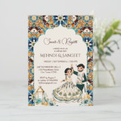 Mehndi et sangeet faire-part de mariage indienne (Debout devant)