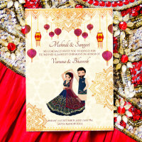 Mehndi et sangeet invitation mignon couple indien