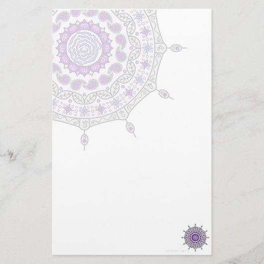 Mehndi Fantasy Silver Stationery Briefpapier (Voorkant)