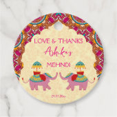 Mehndi faveur étiquettes cadeaux éléphants mignons (Devant)