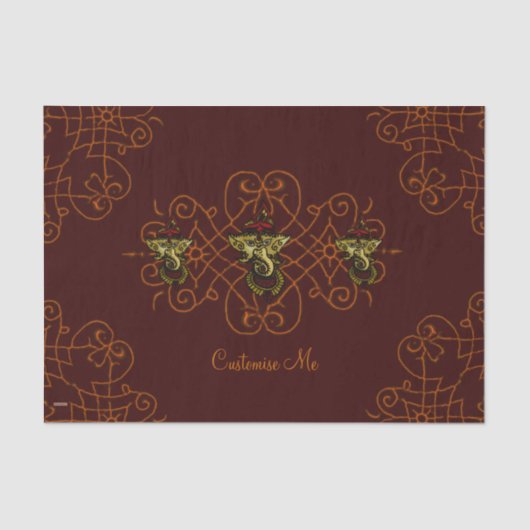 Mehndi Ganesha (Rood) Tissuepapier (Voorkant)