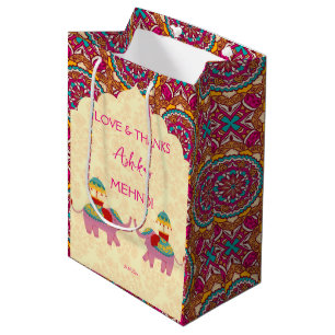 Mehndi gunst cadeau schattige olifanten roze manda medium cadeauzakje