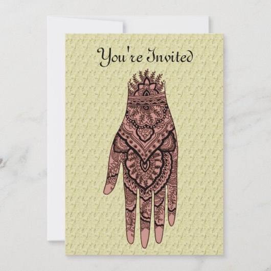 Mehndi Hand Tattoo Art Design Invitation Kaart (Voorkant)