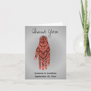 Mehndi Hand Tattoo gepersonaliseerde bruiloft Bedankkaart