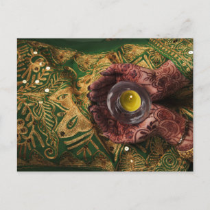 Mehndi Henna Green Candle Light Celebration Aankondigingskaart