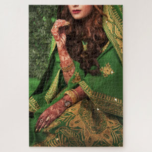 Mehndi Henna, Indische Bride Jigzaag Puzzle 1014 p Legpuzzel