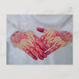 Mehndi Henna Red White Celebration Aankondigingskaart