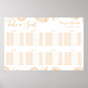 Mehndi Henna Wedding Wedding Wedding Seating Chart Poster