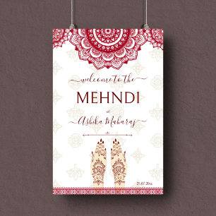 Mehndi Indiase bruiloft kastanjebruiloft mandala's Poster