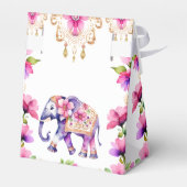 Mehndi Indiase bruiloft olifant roze bloemen Bedankdoosjes (Achterkant)