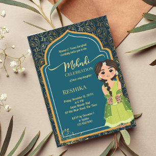 Mehndi Indiase paisley turquoise groene schattige Kaart