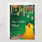 Mehndi invitation de nuit Fête de henné et Invitat (Devant / Derrière)