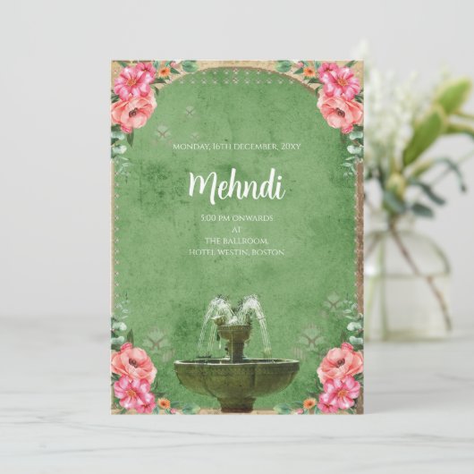 Mehndi invitation Le mariage indien numérique invi (Debout devant)