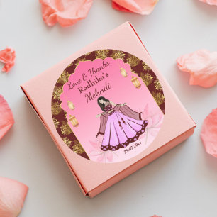 Mehndi maroon roze gouden lotus Indiase bruid guns Ronde Sticker