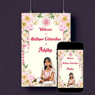 Mehndi Matikoor Haldi Indische bruiloft welkom tek Poster