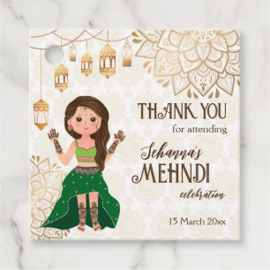 Mehndi met leuke Indiase henna bride gepersonalise Bedankjes Labels