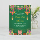 Mehndi Night Invitation card, Henna Invitation (Debout devant)