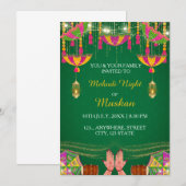 Mehndi Night Invitation card, Henna Invitation (Devant / Derrière)