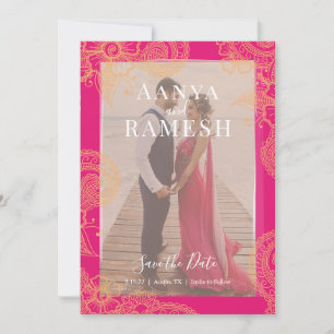 Mehndi Photo Wedding Save the Date Kaart