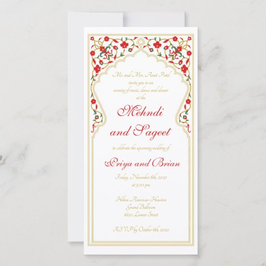 Mehndi Sageet Indian Wedding Invitation (Voorkant)