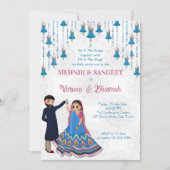 Mehndi sangeet invitation dansant mignon couple in (Devant)