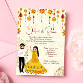 Mehndi sangeet invitation dansant mignon couple in