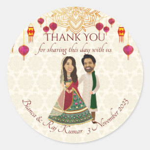 Mehndi & sangeet manadala en schattig Indiaans ste Ronde Sticker