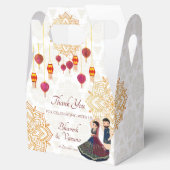 Mehndi & sangeet manadala en schattig Indiaas paar Bedankdoosjes (Geopend)