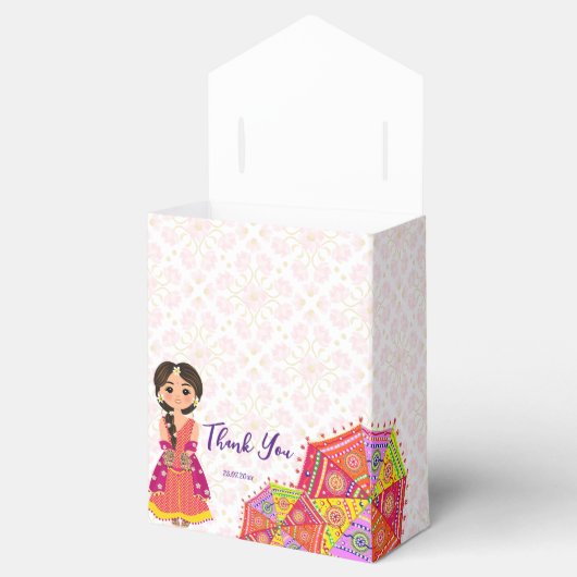 Mehndi schattige Indiase bruid paraplu dank u Bedankdoosjes (Geopend)