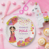 Mehndi schattige Indiase bruid paraplu's Papieren Bordje (Feest)