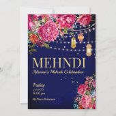 Mehndi Starry nuit Arabian lanternes invitation fl (Devant)