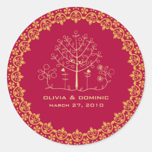Mehndi Tree Bruiloft Label Seal