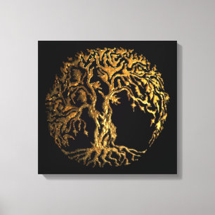 Mehndi Tree of Life (Gold) Canvas Afdruk