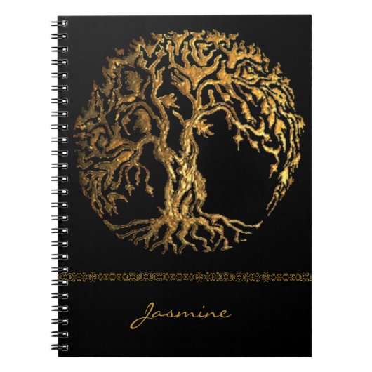 Mehndi Tree of Life (Gold) Notitieboek (Voorkant)