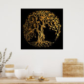 Mehndi Tree of Life (Gold) Poster (Keuken)