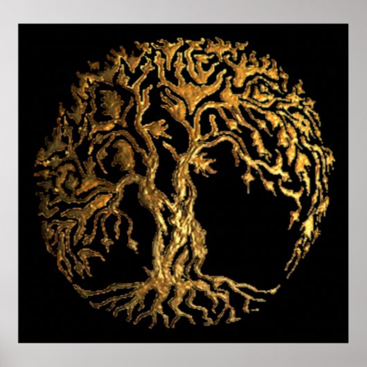 Mehndi Tree of Life (Gold) Poster (Voorkant)