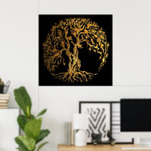 Mehndi Tree of Life (Gold) Poster (Thuiskantoor)
