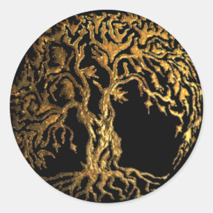 Mehndi Tree of Life (Gold) Ronde Sticker