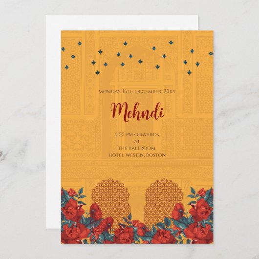 Mehndi uitnodiging Digitale Indiase bruiloft uitno (Voorkant / Achterkant)