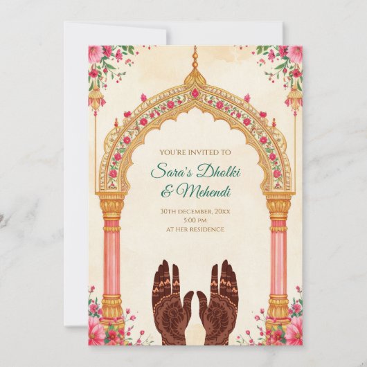 Mehndi uitnodigingen Digitale Dholki uitnodigingen (Voorkant)
