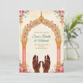 Mehndi uitnodigingen Digitale Dholki uitnodigingen (Staand voorkant)