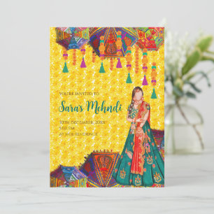 Mehndi-uitnodigingen & Henna-nachtuitnodiging Meha Kaart