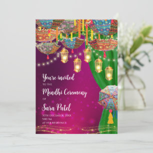Mehndi-uitnodigingen & Mehndi Night-uitnodiging He Kaart