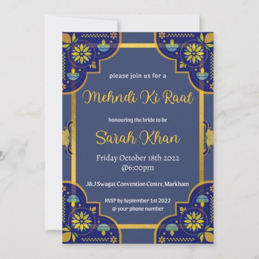 Mehndi Wedding Invitation Kaart (Voorkant)
