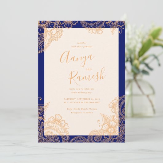 Mehndi Wedding Invitations Kaart (Staand voorkant)