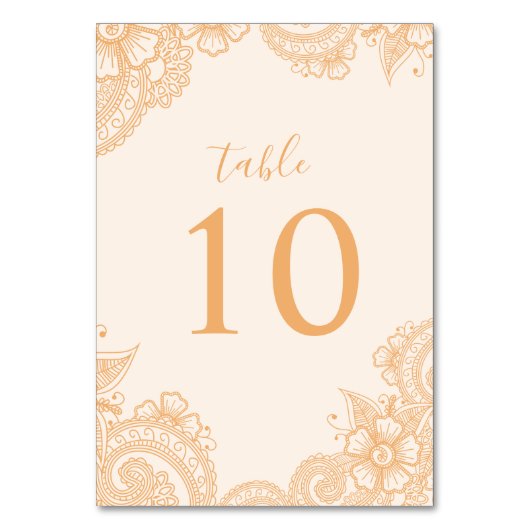 Mehndi Wedding Table Number Kaart (Voorkant)