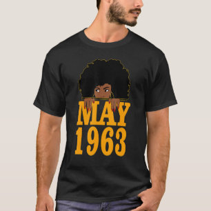 mei 1963 59e verjaardag 59 jaar oud zwart vrouwen t-shirt