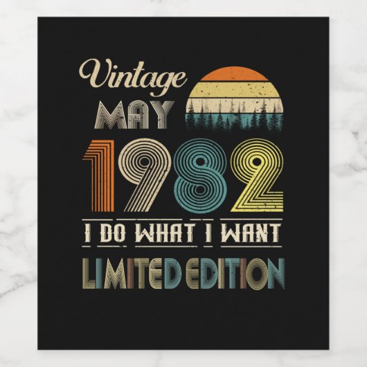 mei 1982 Wat ik wil Limited Edition Wijn Etiket (Enkel label)