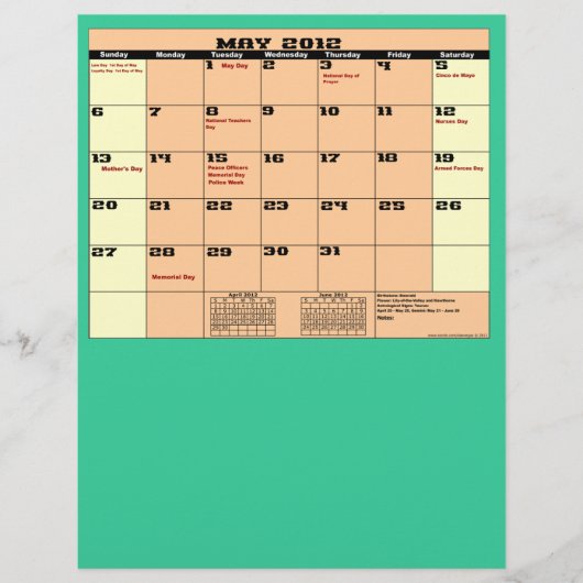 Mei 2012 Kalender 13 Maanden Multifunctionele Flye Flyer (Voorkant)