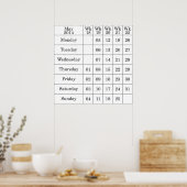 Mei 2014 kalender genummerde weken poster (Keuken)